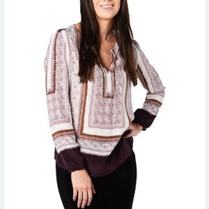 Ecru The Artist Silk Scarf Print Blouse Large